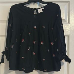 Black Floral Women's Top